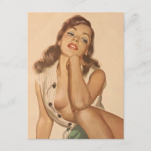 Beautiful Vintage Pin Up girl Postcard (Front)