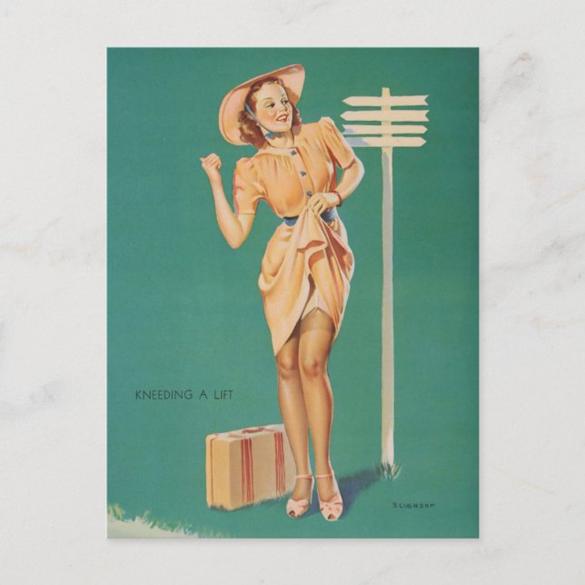 Beautiful Vintage Pin Up girl Postcard (Front)