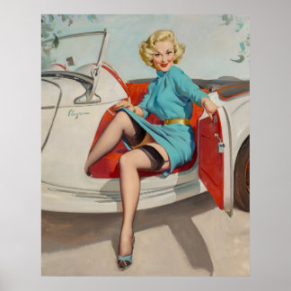 Beautiful Vintage Pin Up Girl Poster