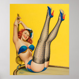 Beautiful Vintage Pin Up Girl Poster