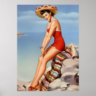 Beautiful Vintage Pin Up Girl Poster