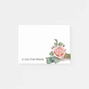 Beautiful Vintage Pink Rose Personalized Post-it Notes