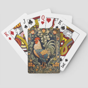 Beautiful Vintage Rooster William Morris Inspired Playing Cards