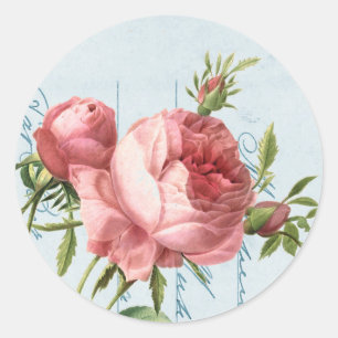 Beautiful vintage rose classic round sticker
