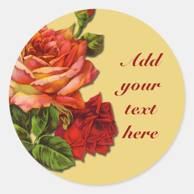 Beautiful Vintage Rose Illustration on Stickers (Front)