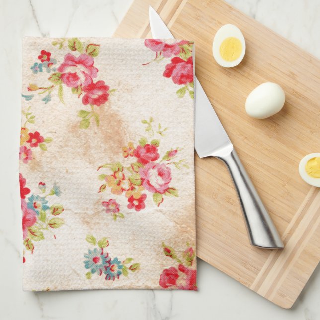 Beautiful vintage roses and other flowers kitchen towel (Quarter Fold)