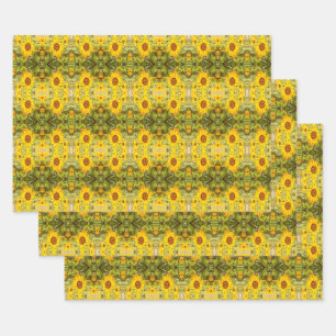 Beautiful Vintage Rustic Sunflower Pattern Wrapping Paper Sheet