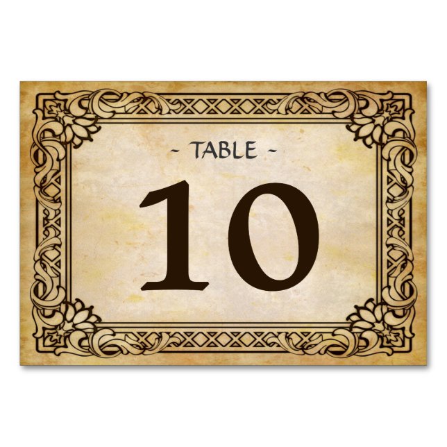 Beautiful Vintage Rustic Wedding Table Number Card (Front)