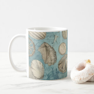 Beautiful Vintage Seashells In Blue Coffee Mug