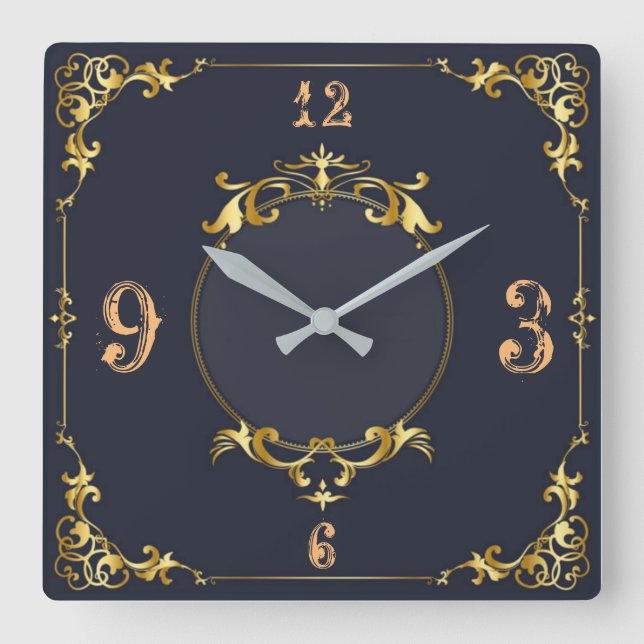 Beautiful vintage square wall clock (Front)