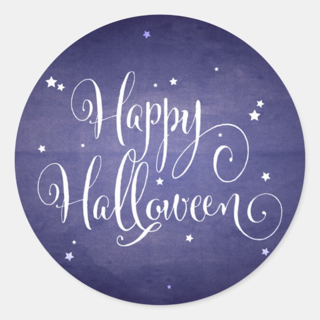 Beautiful Vintage Stars Blue Halloween Classic Round Sticker (Front)