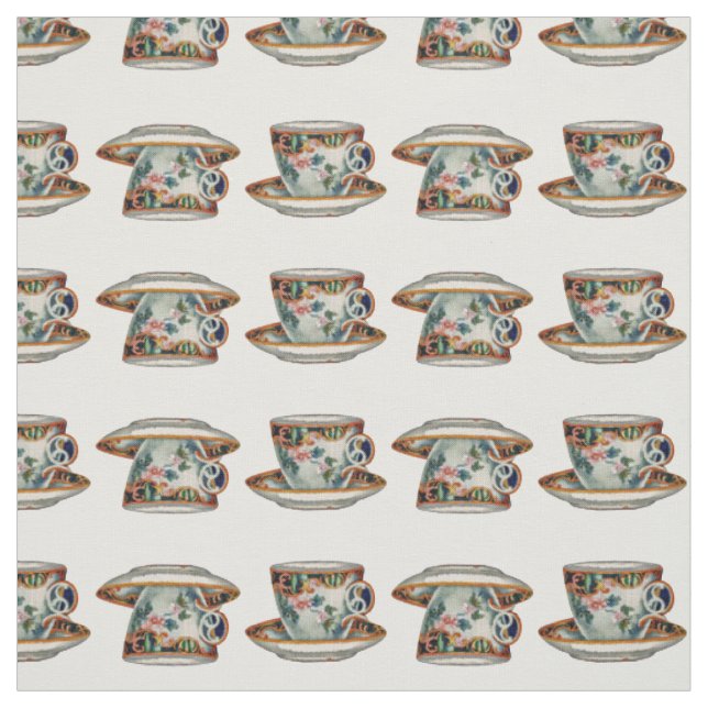 Beautiful Vintage Teacups Fabric (Swatch)
