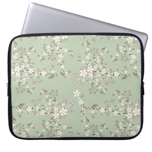 Beautiful vintage tree blossom white flowers laptop sleeve