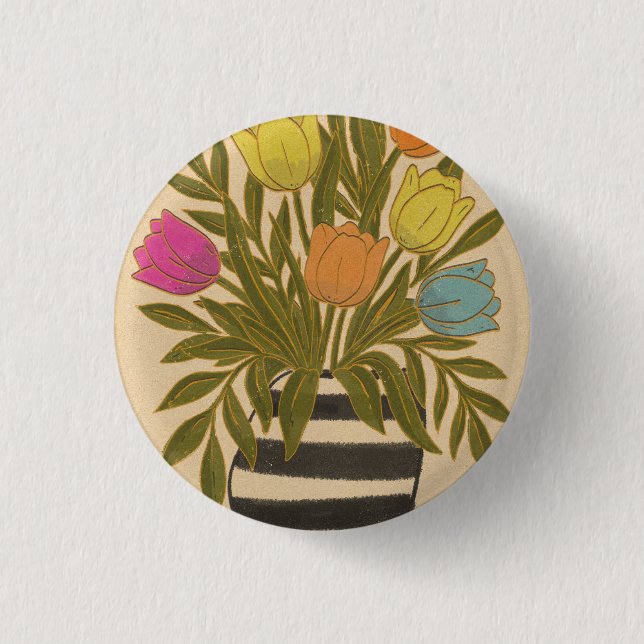 Beautiful Vintage Tulips 1 Inch Round Button (Front)