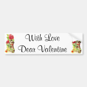Beautiful Vintage Valentine Boston Terrier Puppy Bumper Sticker