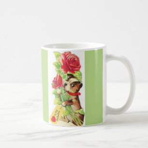 Beautiful Vintage Valentine Boston Terrier Puppy Coffee Mug