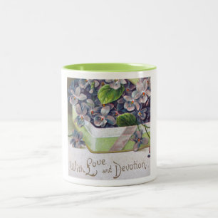 Beautiful Vintage Valentine Rose Bouquet Two-Tone Coffee Mug