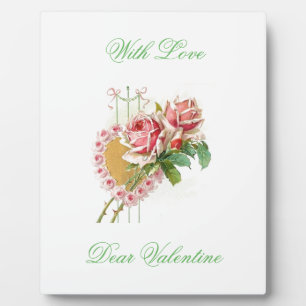 Beautiful Vintage Victorian Valentine Roses Plaque