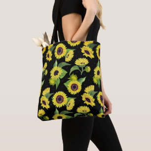 Beautiful Vintage Watercolor Sunflower Pattern  Tote Bag