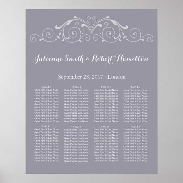Beautiful Vintage Wedding Seating Chart (Front)