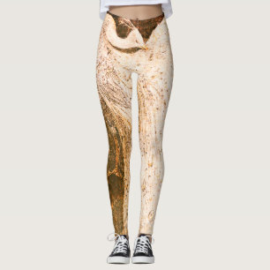Beautiful Vintage white peacock illustration Leggings