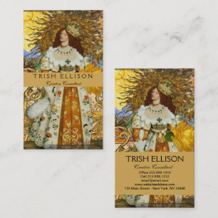 Beautiful Vintage Woman Golden Sun Business Card