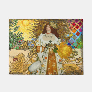 Beautiful Vintage Woman Golden Sun Doormat