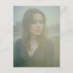 Beautiful Vintage Woman Lost in Thought  Postcard