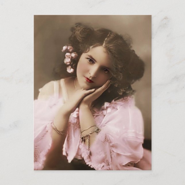Beautiful vintage Woman Postcard (Front)
