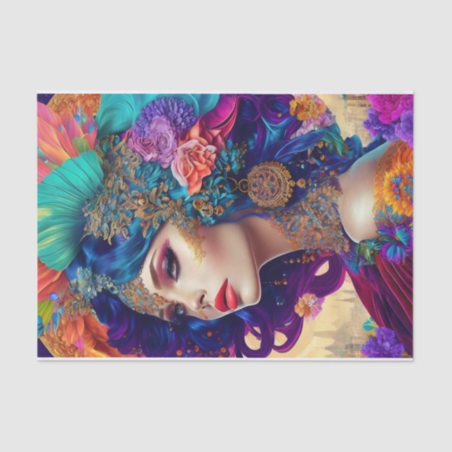 Beautiful Vintage Women Decoupage10lb Tissue Paper (Front)