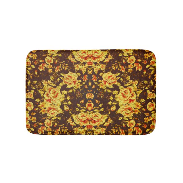 Beautiful vintage yellow flowers   bath mat (Front)