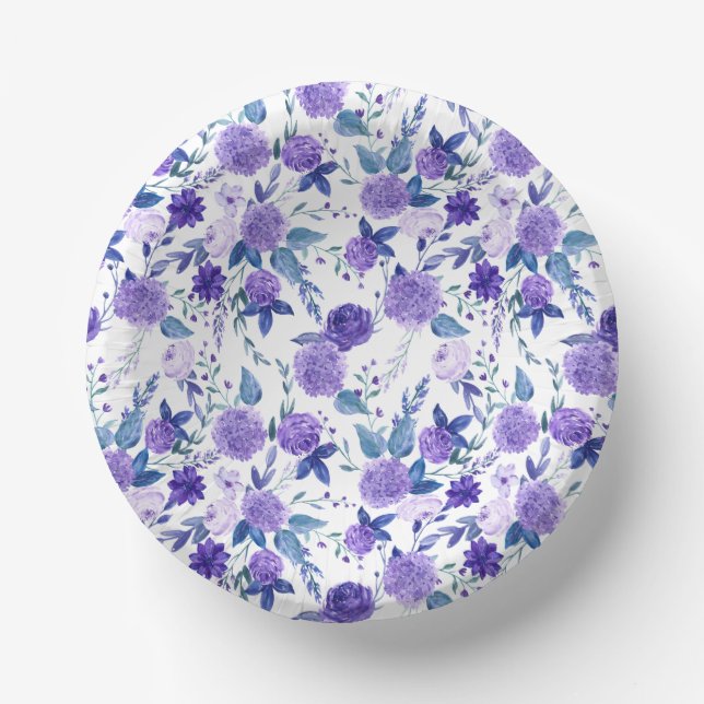 Beautiful VIOLET floral pattern Paper Plates (Front)