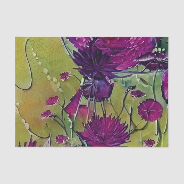 Beautiful Violet Floral  Tissue Paper (Front)