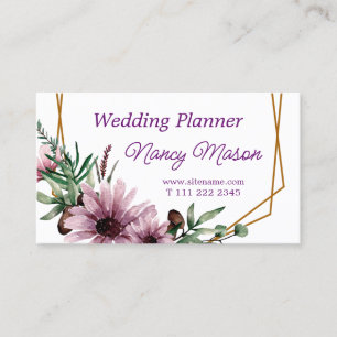 Beautiful Violet Flowers Wedding Planner  Business Card