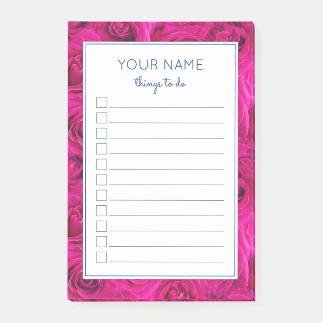 BEAUTIFUL VIOLET ROSES TO DO LIST POST-IT NOTES (Front)