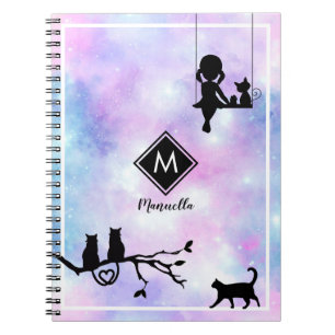 Beautiful Violet Watercolor Galaxy Girl Diary Notebook