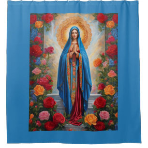 Beautiful Virgin Mary In Blue Robe with Halo