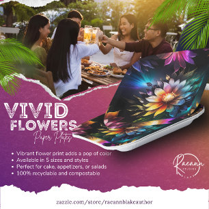 Beautiful Vivid Flowers Paper Plate