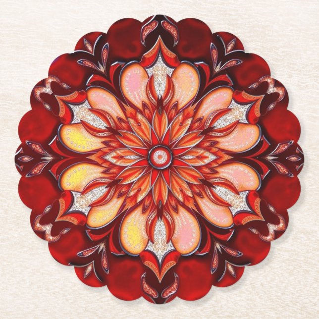 Beautiful Vivid Red Paper Coaster (Front)