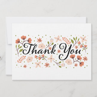 Beautiful,water colour,floral pink,thank you card