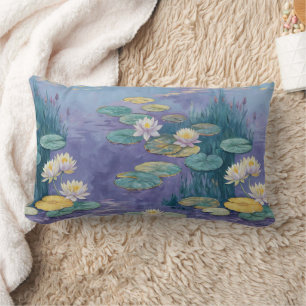 Beautiful Water Lilies Monet Art Lumbar Pillow