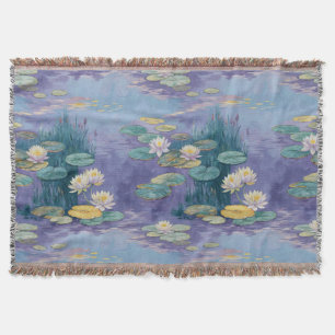Beautiful Water Lilies Monet Art Throw Blanket