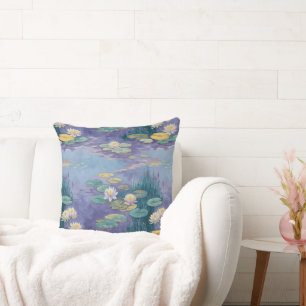 Beautiful Water Lilies Monet Art Throw Pillow