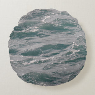 beautiful water surface abstract, aerial, aqua, ba round pillow