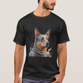 Beautiful Watercolor Australian Cattle Dog Portrai T-Shirt