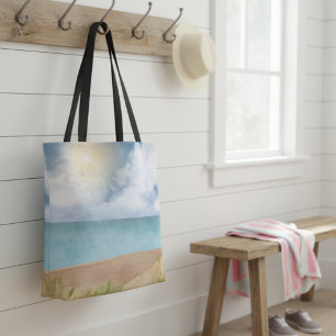 Beautiful Watercolor Beach Scene Tote Bag