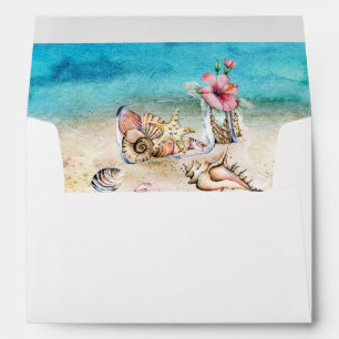 Beautiful Watercolor Beach Wedding Envelope