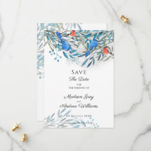 Beautiful Watercolor Birds and Foliage Save The Date