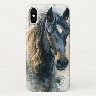 Beautiful Watercolor Black Horse iPhone Case