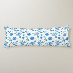 Beautiful Watercolor Blue cornflowers Body Pillow